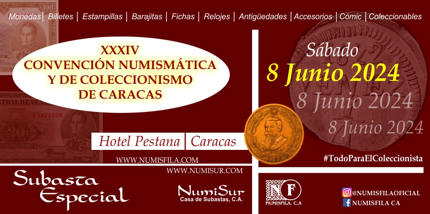 Afiche de la XXXVI Convención Numismática y de Coleccionismo de Caracas, Junio 2024